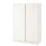 Wardrobe with sliding doors, white, 117x176 cm (46 1/8x69 1/4 ")